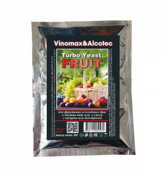 Винные турбо-дрожжи Vinomax&Alcotec Fruit Turbo (для фруктовых и плодовых браг)